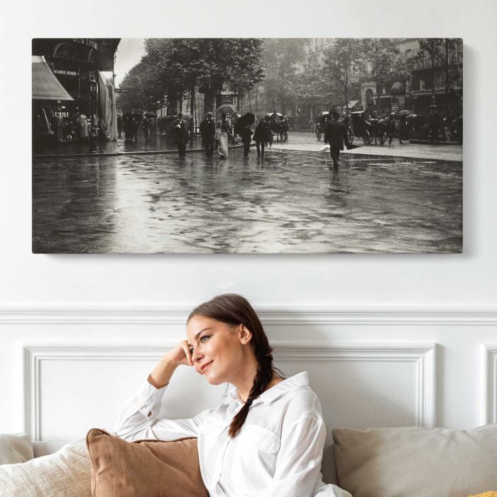 A Wet Day on the Boulevard, Paris (1894) canvas print, interior display view