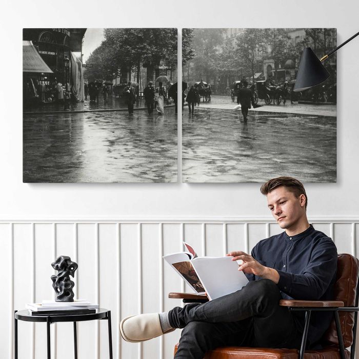A Wet Day on the Boulevard, Paris (1894) canvas print, interior display view