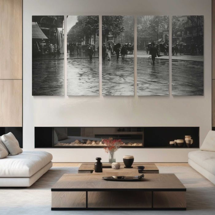A Wet Day on the Boulevard, Paris (1894) canvas print, interior display view