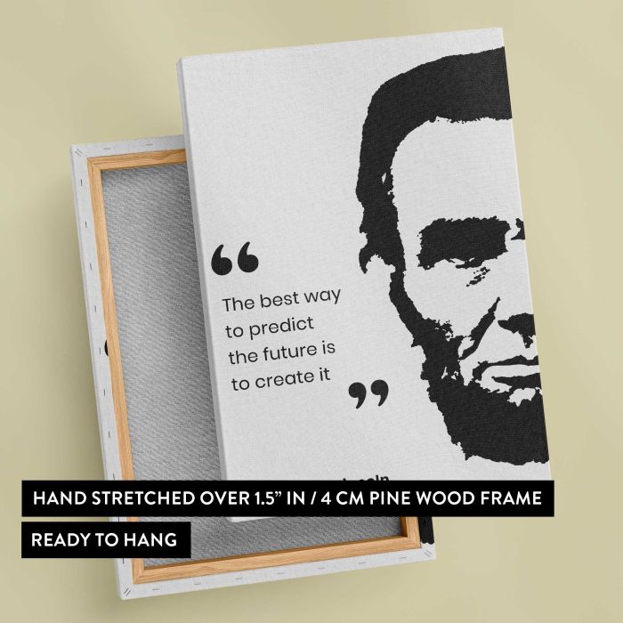 Abraham Lincoln Silhouette Quote — Create the Future canvas print, canvas reverse and frame view