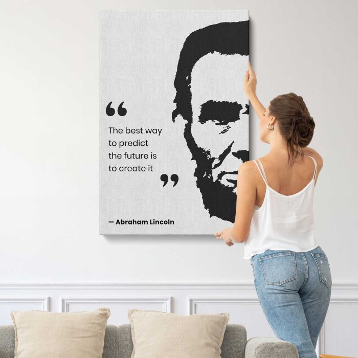 Abraham Lincoln Silhouette Quote — Create the Future canvas print, interior display view