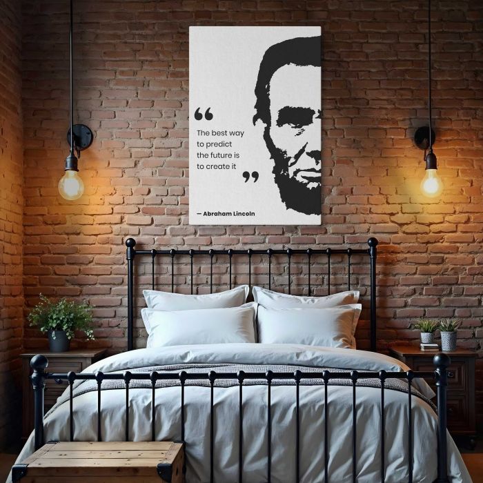 Abraham Lincoln Silhouette Quote — Create the Future canvas print, interior display view