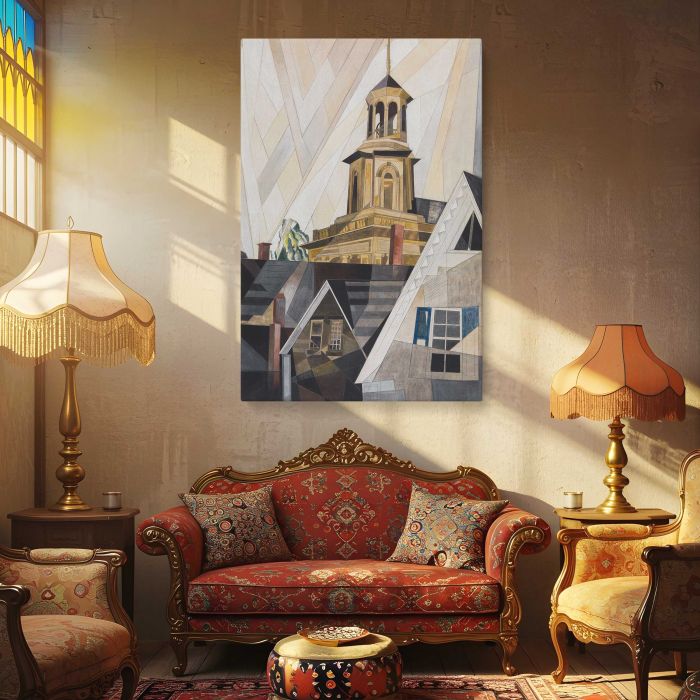After Sir Christopher Wren (1920) by Charles Demuth canvas print, interior display view