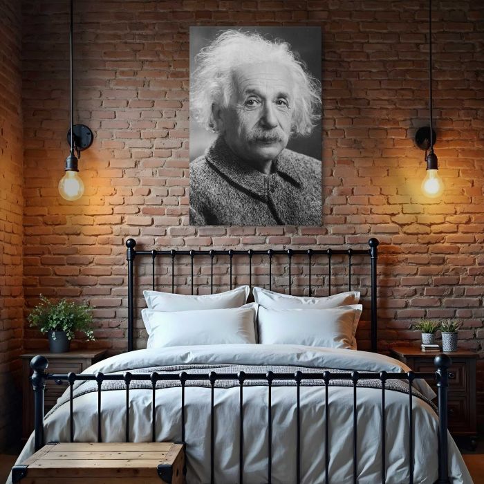Albert Einstein in Monochrome canvas print, interior display view