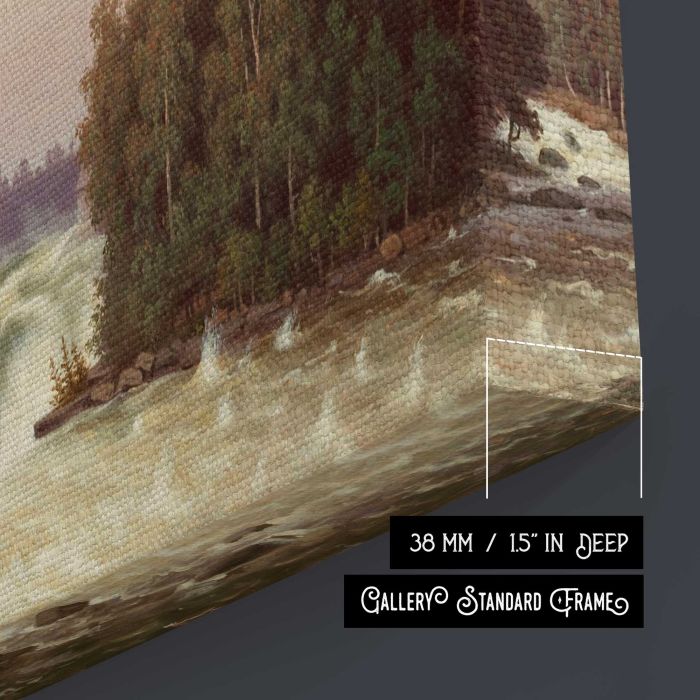 Anjalankoski rapids, 1867, by Ferdinand von Wright canvas print, canvas surface and edge detail