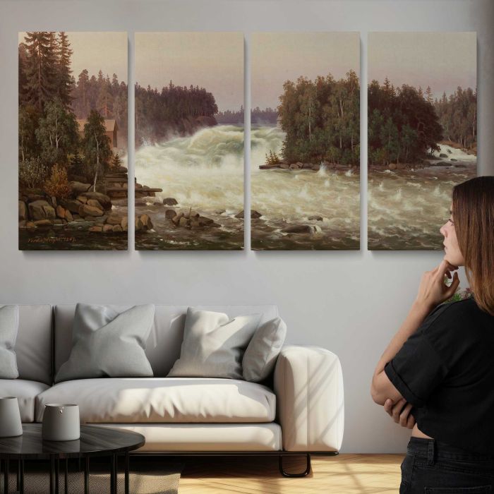 Anjalankoski rapids, 1867, by Ferdinand von Wright canvas print, interior display view