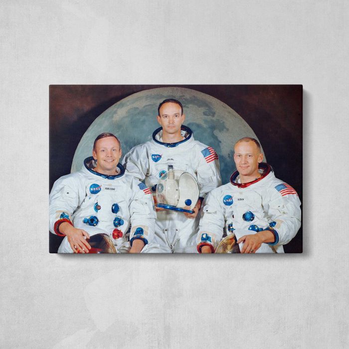 Apollo 11 Crew Portrait — Armstrong, Collins and Aldrin canvas print, front canvas view