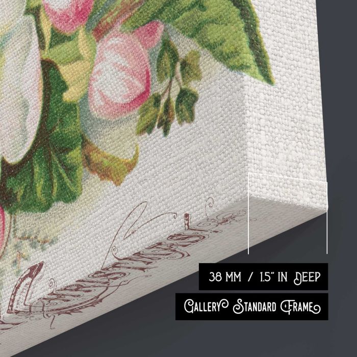 Apple Blossom Merry Christmas canvas print, canvas surface and edge detail
