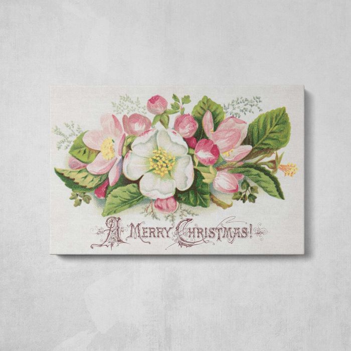 Apple Blossom Merry Christmas canvas print, front canvas view