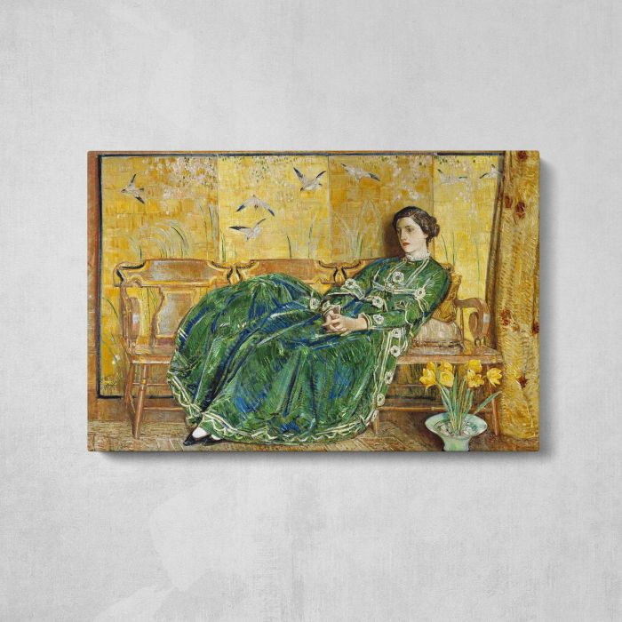 April (The Green Gown) (1920) by Frederick Childe Hassam canvas print, front canvas view
