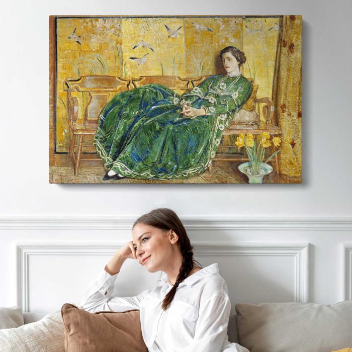 April (The Green Gown) (1920) by Frederick Childe Hassam canvas print, interior display view