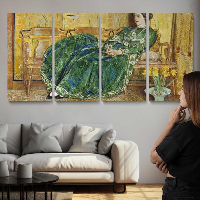 April (The Green Gown) (1920) by Frederick Childe Hassam canvas print, interior display view