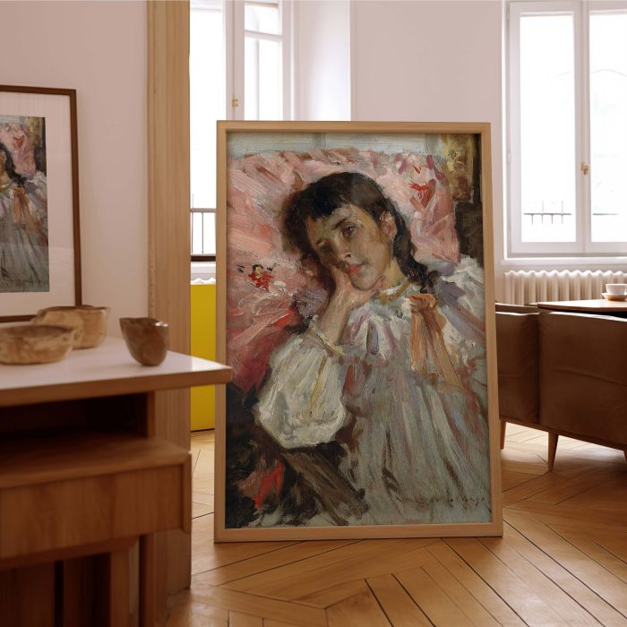 Artist's Daughter by William Merritt Chase - Rosy Pillow and Gentle Brushwork canvas wall art - Image 7