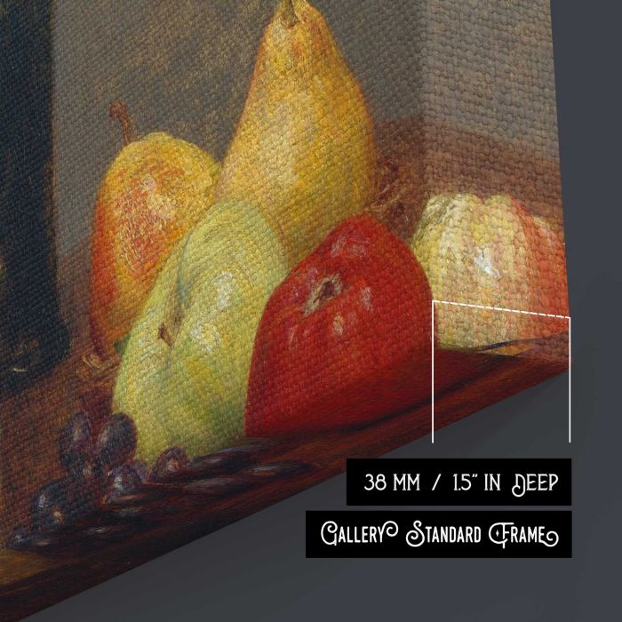 Asters and Fruit on a Table (1868) by Henri Fantin-Latour canvas print, canvas surface and edge detail