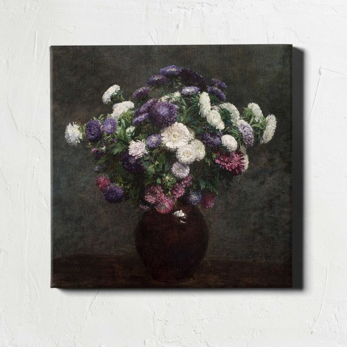 Asters in a Vase (1875) by Henri Fantin-Latour canvas print, front canvas view