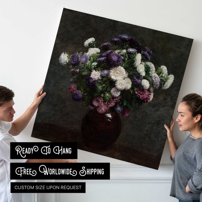 Asters in a Vase (1875) by Henri Fantin-Latour canvas print, interior display view