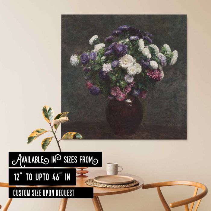 Asters in a Vase (1875) by Henri Fantin-Latour canvas print, interior display view