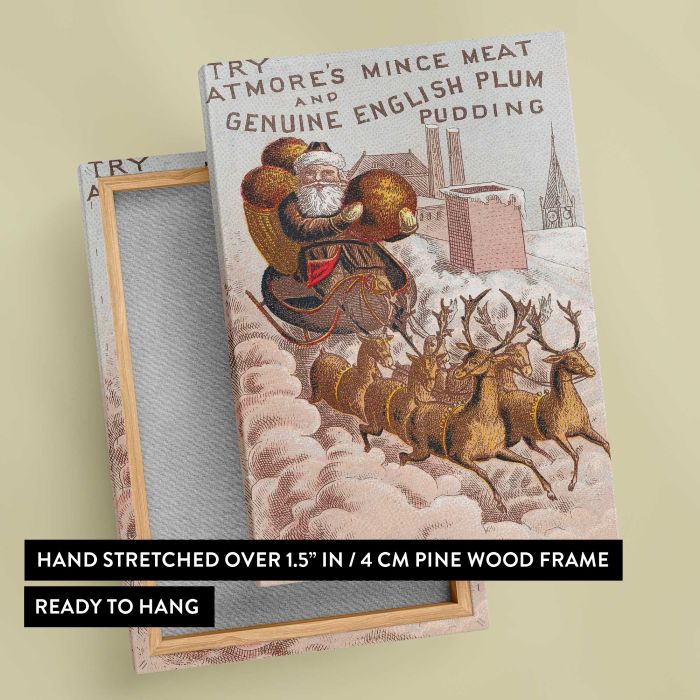 Atmore’s Mince Meat and English Plum Pudding Advertisement canvas print, canvas reverse and frame view