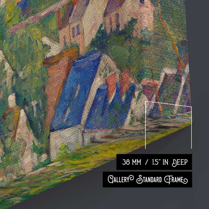 Auvers, Panoramic View (ca. 1873–1875) by Paul Cézanne canvas print, canvas surface and edge detail