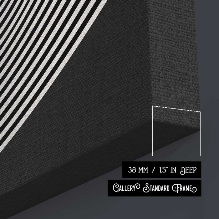 Black and White Abstract Lines canvas print, canvas surface and edge detail
