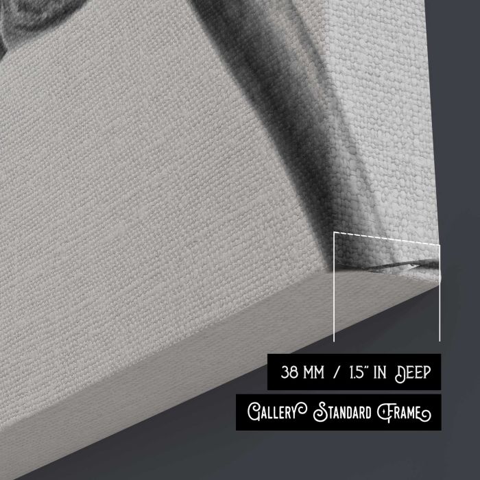 Black and White Rose canvas print, canvas surface and edge detail