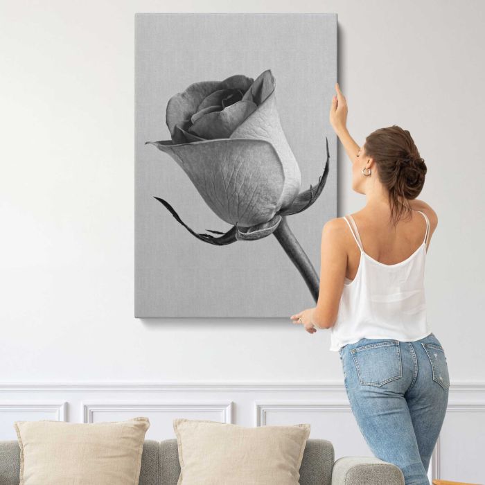 Black and White Rose canvas print, interior display view