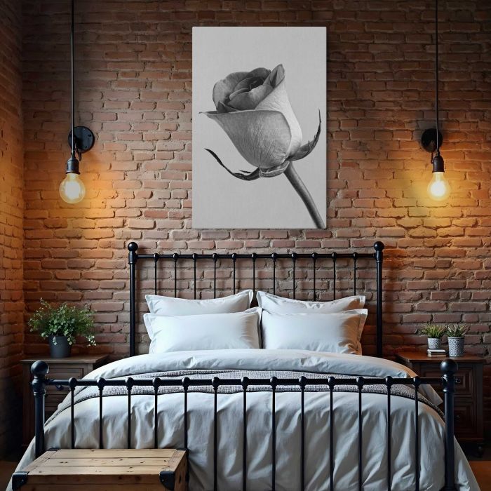 Black and White Rose canvas print, interior display view