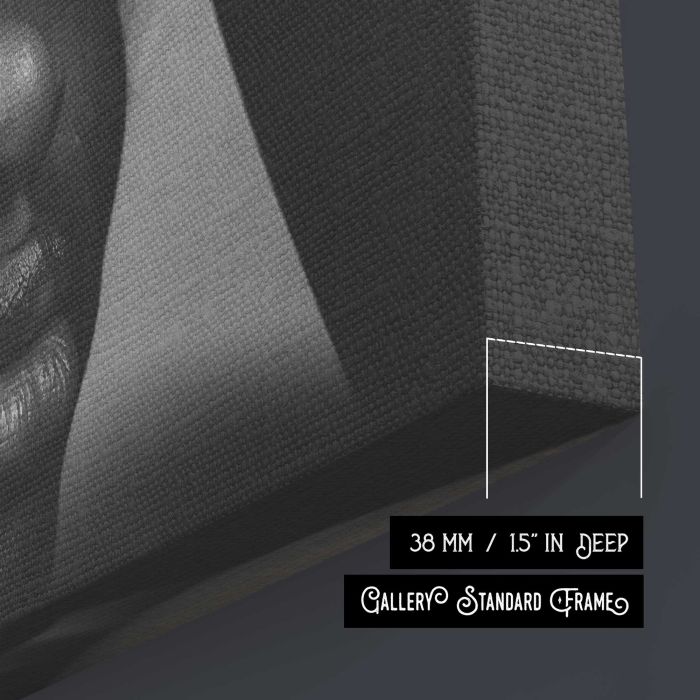 Black Woman in Monochrome canvas print, canvas surface and edge detail
