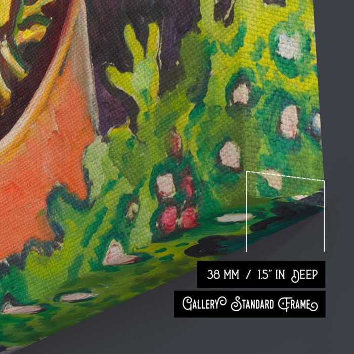 Blumen im Garten, Clivia und Pelargonien (1911) by August Macke canvas print, canvas surface and edge detail