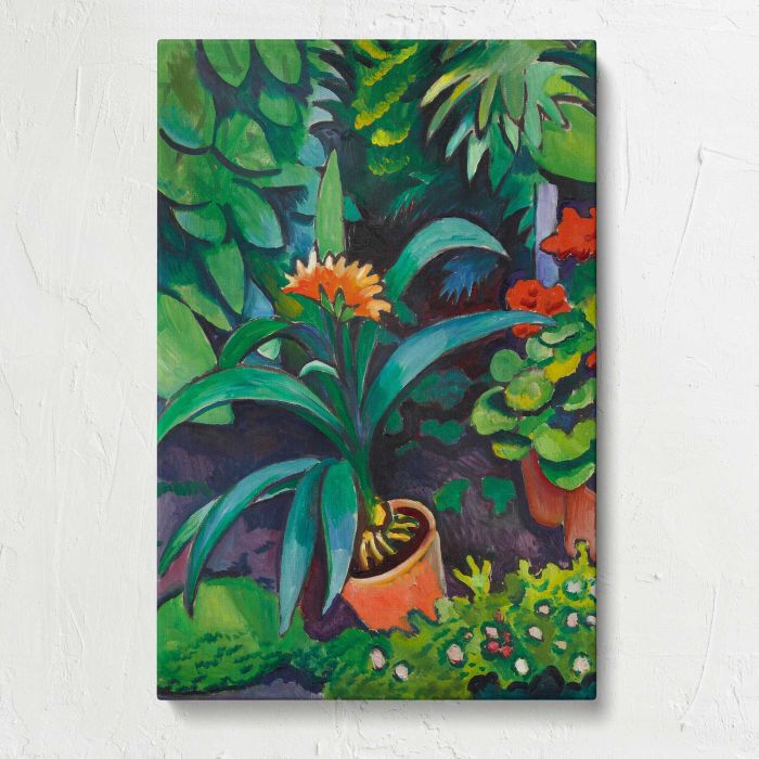 Blumen im Garten, Clivia und Pelargonien (1911) by August Macke canvas print, front canvas view