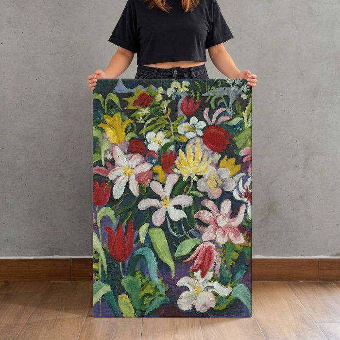 Blumenteppich (1913) by August Macke canvas print, canvas shown with a person for scale