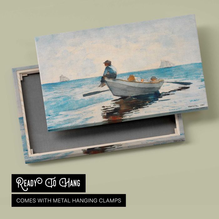Boys in a Dory (1880) by Winslow Homer canvas print, canvas reverse and frame view