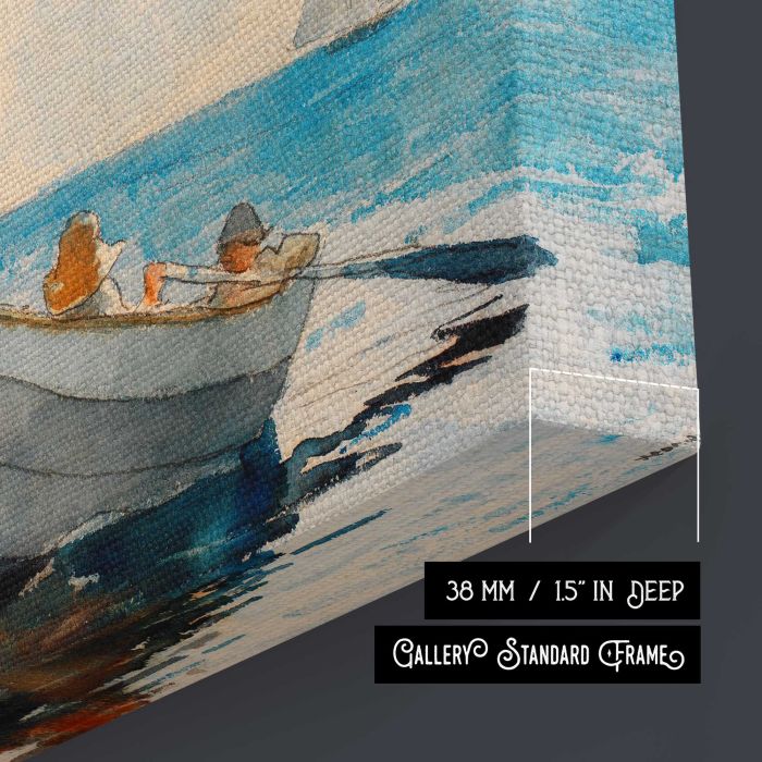 Boys in a Dory (1880) by Winslow Homer canvas print, canvas surface and edge detail