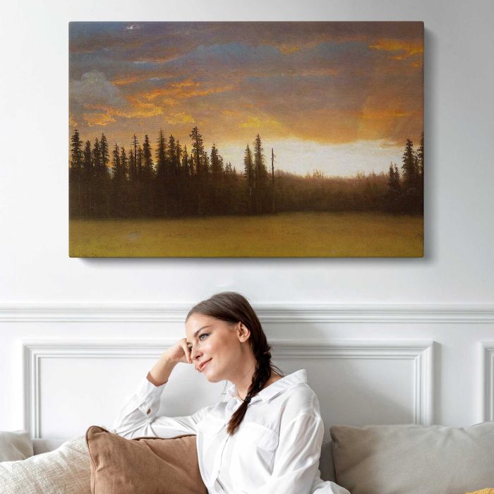California Sunset by Albert Bierstadt - single-panel canvas displayed above a sofa
