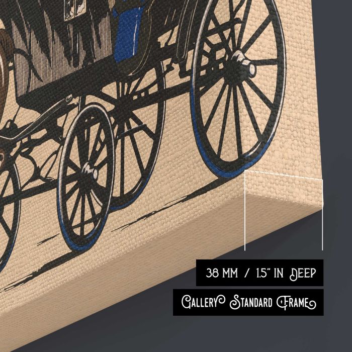Champions (1906) vintage horse carriage illustration canvas print, canvas surface and edge detail