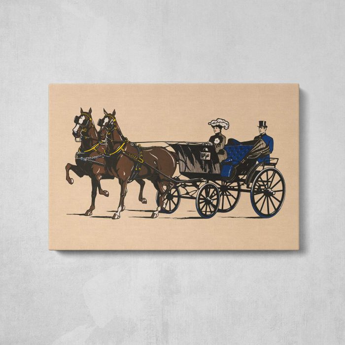 Champions (1906) vintage horse carriage illustration canvas print, front canvas view