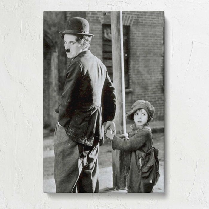 Charlie Chaplin & Jackie Coogan canvas print, front canvas view