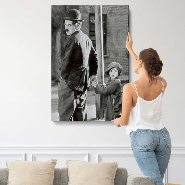 Charlie Chaplin & Jackie Coogan canvas print, interior display view