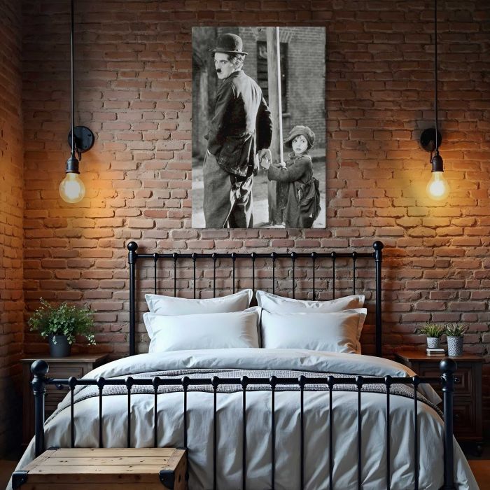 Charlie Chaplin & Jackie Coogan canvas print, interior display view
