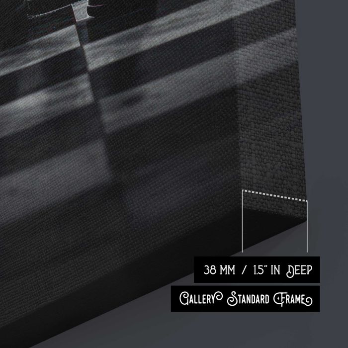 Chess King in Monochrome canvas print, canvas surface and edge detail