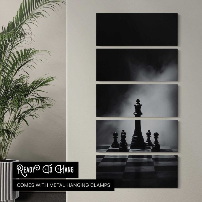 Chess King in Monochrome canvas print, interior display view