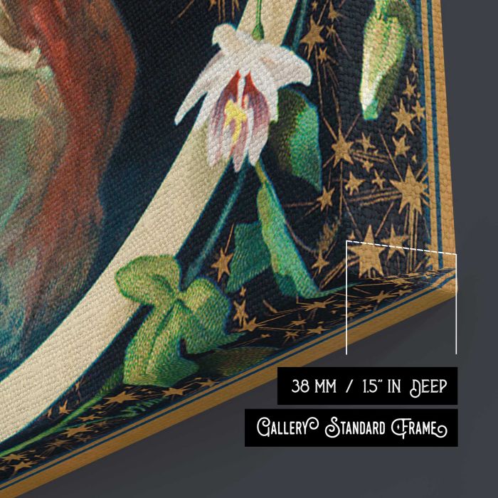 Christmas Card with Angels and Stars canvas print, canvas surface and edge detail