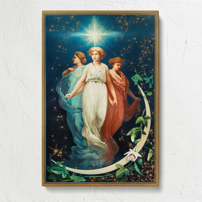 Christmas Card with Angels and Stars canvas print, front canvas view