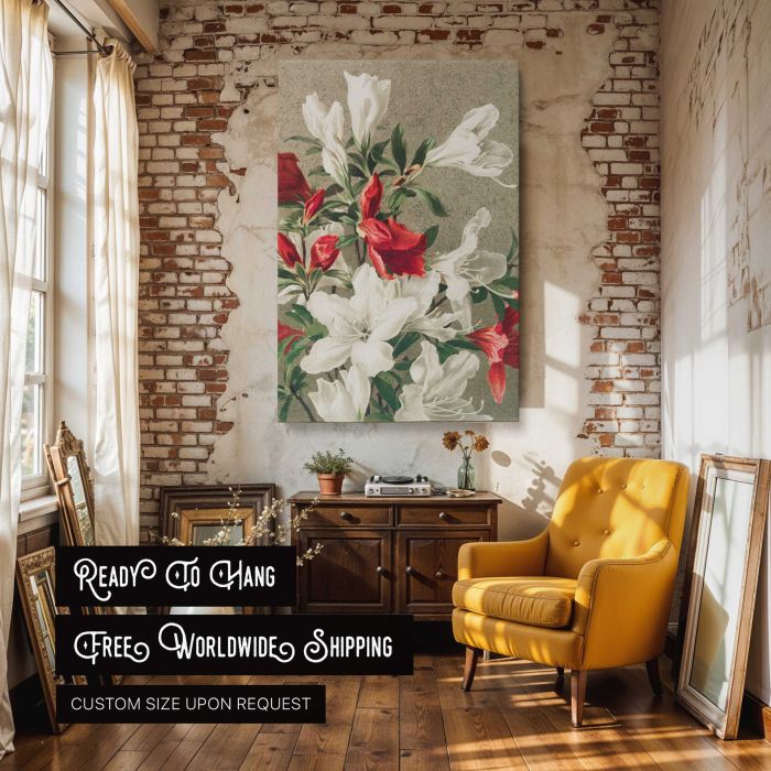 Christmas Card with Apple Blossom canvas print, interior display view