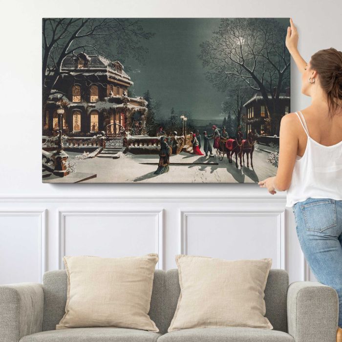 Christmas Eve by Joseph Hoover & Sons Co canvas print, canvas shown with a person for scale