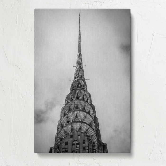 Chrysler Building in Black and White canvas print, front canvas view