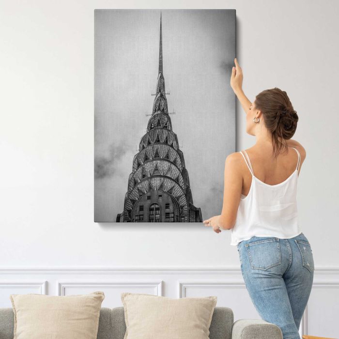 Chrysler Building in Black and White canvas print, interior display view