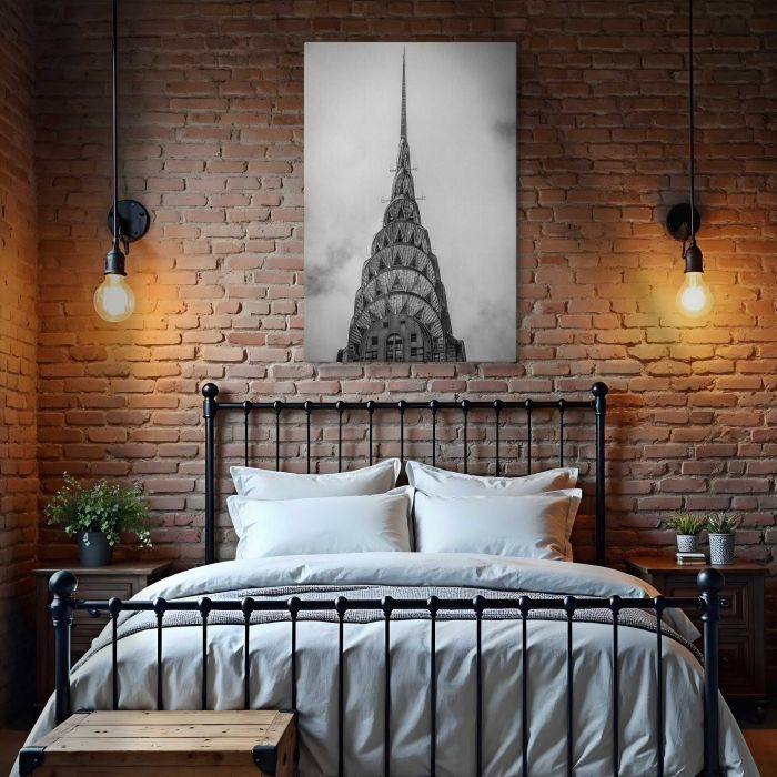 Chrysler Building in Black and White canvas print, interior display view