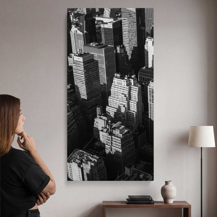 City Blocks in Black and White canvas print, interior display view