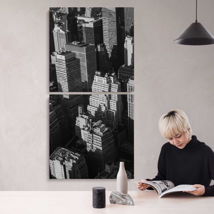 City Blocks in Black and White canvas print, interior display view